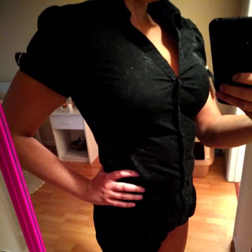 Black button up top
